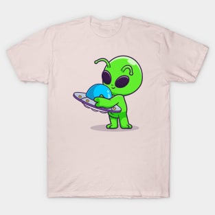 Cute Alien Hug Ufo Toy Cartoon T-Shirt